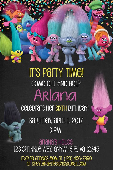 Check out our digital download trolls invitations selection for the very best in unique or custom, handmade pieces from our invitation templates shops. ... Trolls Themed Birthday Invitations -DIGITAL DOWNLOAD (478) $ 13.30. FREE shipping Add to Favorites Trolls Favor Bags, Trolls Custom Chip Bags, Trolls Birthday, Digital, Printable, Chip Bags